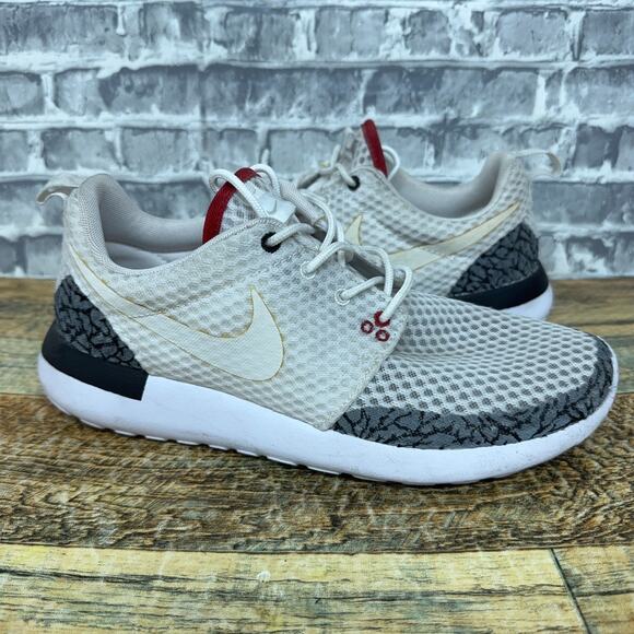 Nike Roshe One BR Triple White Jordan 3 Cement Custom 718552-110 Mens Size 8.5 - Picture 2 of 13